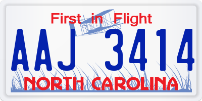 NC license plate AAJ3414