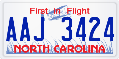 NC license plate AAJ3424
