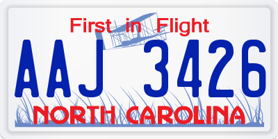 NC license plate AAJ3426