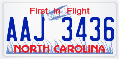 NC license plate AAJ3436