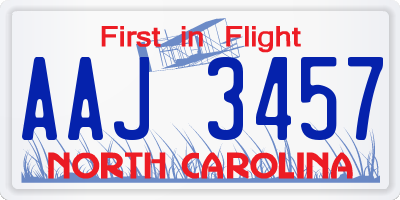 NC license plate AAJ3457