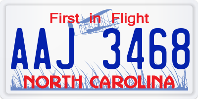 NC license plate AAJ3468