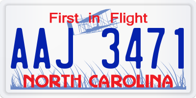 NC license plate AAJ3471
