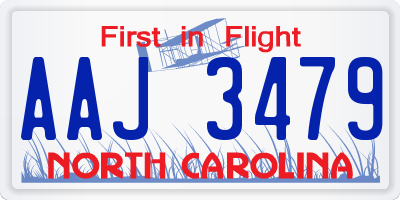 NC license plate AAJ3479