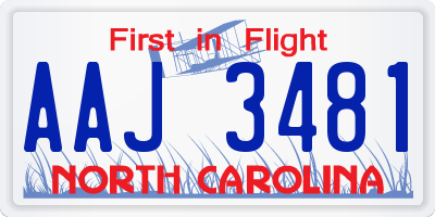 NC license plate AAJ3481