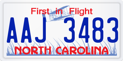 NC license plate AAJ3483