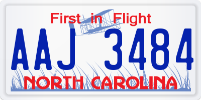 NC license plate AAJ3484