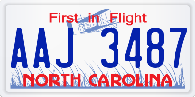 NC license plate AAJ3487