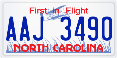 NC license plate AAJ3490