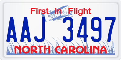 NC license plate AAJ3497