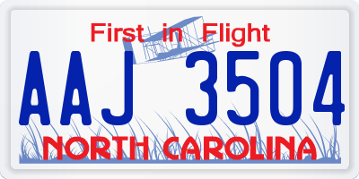 NC license plate AAJ3504