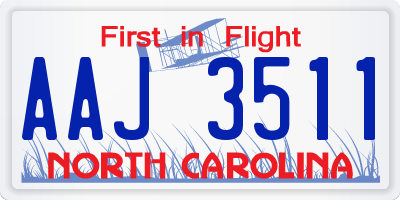 NC license plate AAJ3511