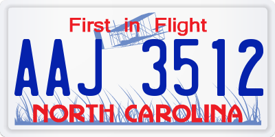 NC license plate AAJ3512