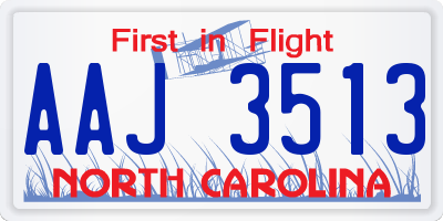 NC license plate AAJ3513