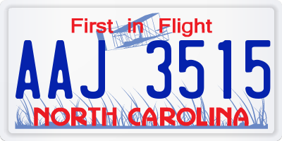 NC license plate AAJ3515
