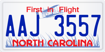 NC license plate AAJ3557