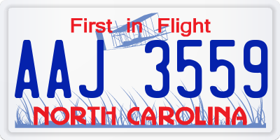 NC license plate AAJ3559
