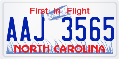 NC license plate AAJ3565