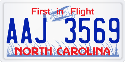 NC license plate AAJ3569
