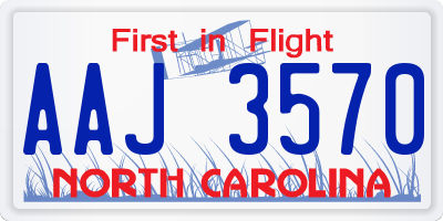 NC license plate AAJ3570