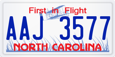 NC license plate AAJ3577