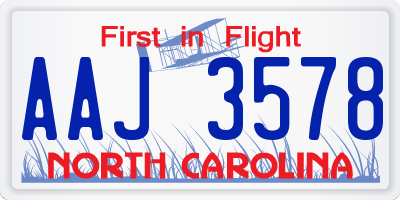 NC license plate AAJ3578