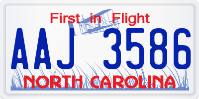 NC license plate AAJ3586