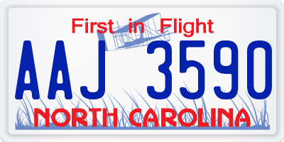 NC license plate AAJ3590