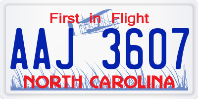 NC license plate AAJ3607