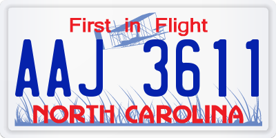 NC license plate AAJ3611