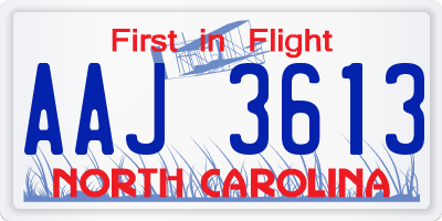 NC license plate AAJ3613