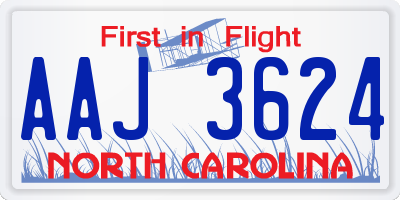 NC license plate AAJ3624