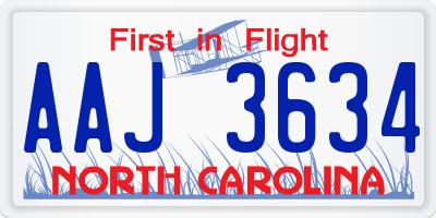 NC license plate AAJ3634