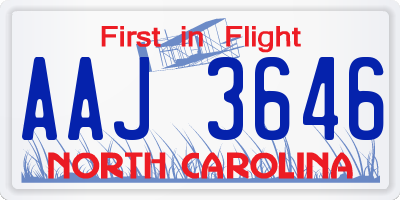 NC license plate AAJ3646