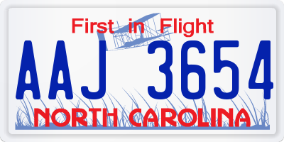 NC license plate AAJ3654