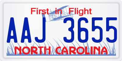 NC license plate AAJ3655