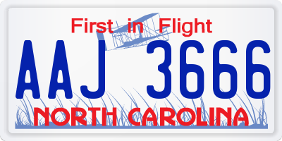 NC license plate AAJ3666