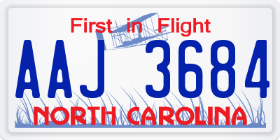 NC license plate AAJ3684