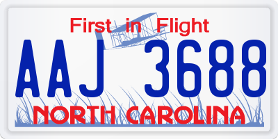 NC license plate AAJ3688