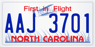 NC license plate AAJ3701