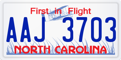 NC license plate AAJ3703