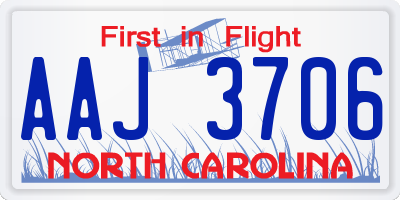 NC license plate AAJ3706