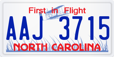 NC license plate AAJ3715