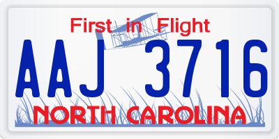 NC license plate AAJ3716