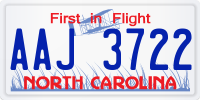 NC license plate AAJ3722