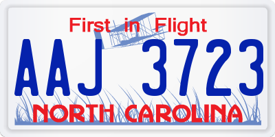 NC license plate AAJ3723