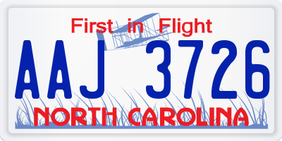 NC license plate AAJ3726