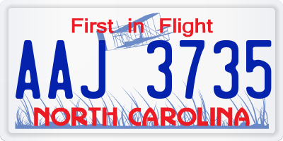 NC license plate AAJ3735