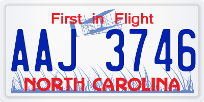 NC license plate AAJ3746