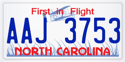 NC license plate AAJ3753